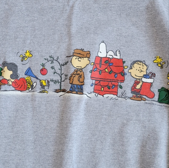 Vintage Charlie Brown Christmas Tee Gray Peanuts T-Shirt M - Picture 3 of 5